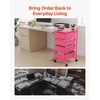image:imageVEVOR Rolling Cart with Drawers 4 Drawer Storage Organizer Mobile Utility Cart with Steel Frame Universal Casters amp 2 Brakes for Office Classroom Craft Tools Garage Cleaning Supplies Rose Red154 L x 130 W x 320 H
