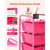 image:imageVEVOR Rolling Cart with Drawers 4 Drawer Storage Organizer Mobile Utility Cart with Steel Frame Universal Casters amp 2 Brakes for Office Classroom Craft Tools Garage Cleaning Supplies Rose Red154 L x 130 W x 320 H