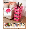 image:imageVEVOR Rolling Cart with Drawers 4 Drawer Storage Organizer Mobile Utility Cart with Steel Frame Universal Casters amp 2 Brakes for Office Classroom Craft Tools Garage Cleaning Supplies Rose Red154 L x 130 W x 320 H