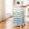 image:imageVEVOR Rolling Cart with Drawers 4 Drawer Storage Organizer Mobile Utility Cart with Steel Frame Universal Casters amp 2 Brakes for Office Classroom Craft Tools Garage Cleaning Supplies Rose Red157 L x 130 W x 281 H