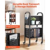 image:imageVEVOR Rolling Library Book Cart 150 lbs Capacity 177 x 130 x 346Inch Library Cart Double Sided LShaped Shelves with 2Inch Lockable Wheels Book Truck for Home Shelves Office and School Black150 LBS