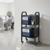 image:imageVEVOR Rolling Library Book Cart 150 lbs Capacity 177 x 130 x 346Inch Library Cart Double Sided LShaped Shelves with 2Inch Lockable Wheels Book Truck for Home Shelves Office and School Black150 LBS