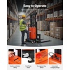 image:imageVEVOR Semi Electric Pallet Stacker 3300 lbs Capacity 9842 Lifting Height Pallet Lift Stacker Forklift with Straddle Legs amp Forks 866311 Inches Adjustable Fork Width Orange amp Black