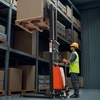 image:imageVEVOR Semi Electric Pallet Stacker 3300 lbs Capacity 9842 Lifting Height Pallet Lift Stacker Forklift with Straddle Legs amp Forks 866311 Inches Adjustable Fork Width Orange amp Black