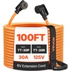 image:imageVEVOR 30 Amp 100 Feet RV Extension Cord 125V 2500W Heavy Duty 103 Gauge STW RV Power Cord NEMA TT30P to NEMA TT30R with Power Indicator Cord Organizer 15A Adapter for Camper Travel Trailer