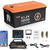 image:imageVEVOR 48V 105Ah Golf Cart Lithium Battery 48 Volt Golf Cart Battery with 200A BMS LCD Monitor and Mobile APP LiFePO4 Battery with 600A Peak Current 20A Charger and 4000 Cycles for Golf Carts