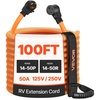 image:imageVEVOR 50 Amp 100 Feet RV Extension Cord 125V250V Heavy Duty 63  81 Gauge STW RV Power Cord NEMA 1450P to NEMA 1450R with Power Indicator Cord Organizer 15A Adapter for Camper Trailer