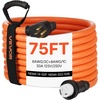 image:imageVEVOR 50 Amp Generator Cord 75 Feet 125250V RV Power Cord NEMA 1450P to SS250R with Twist Lock Grip Handle Heavy Duty 6AWG3  8AWG1 Generator Cable for RV Camper Generator to House Orange
