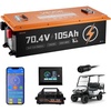 image:imageVEVOR 72V 704V 105AH Lithium Golf Cart Battery with 15A Charger Lifepo4 Battery Kit Builtin 200A BMS with Bluetooth amp Touch Monitor 2C Discharge 4000 Cycles for Golf Carts Trolling Motors