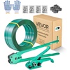image:imageVEVOR Banding Strapping Kit Heavy Duty Banding Sealer Tool with 1500 ft PET Band 450 Metal Seals 150 Corner Protectors amp Gloves Plastic Pallet Packaging Strapping Kit for WarehouseShippingMovingPET 58x1500 6PC Set