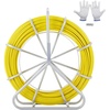 image:imageVEVOR Fish Tape Fiberglass 656 ft 516 in Duct Rodder Fishtape Wire Puller Cable Running Rod with Steel Reel Stand 3 Pulling Heads Fishing Tools for Walls and Electrical Conduit NonConductive287 x 85 x 315 in