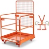 image:imageVEVOR Forklift Man Basket 362 x 411 Inch Forklift Safety Cage with 4 Wheels 1200 lbs Capacity Heavy Duty Work Platform Collapsible Lift Basket Safety Harness for Aerial Work Lifting Loader