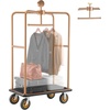 image:imageVEVOR Hotel Luggage Cart 1200 lbs Heavy Duty Bellman Cart with Stainless Steel Frame 8 in Rubber Wheels Black Carpeted Deck Commercial Luggage Carrier Rolling Trolley for HotelsResorts Rose Gold425x256x772in