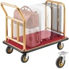 image:imageVEVOR Hotel Luggage Cart 1200 lbs Heavy Duty Bellman Cart with Stainless Steel Frame 8 in Rubber Wheels Black Carpeted Deck Commercial Luggage Carrier Rolling Trolley for HotelsResorts Rose Gold425x256x382in
