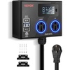 image:imageVEVOR NEMA Splitter for Dryer and EV 3Color LED Indicator 240V Smart Power Distribution with NEMA 1450 Plug Two NEMA 1450 Outlets 34 in LCD Screen Max 40A Dryer EV Tested to ETL StandardNEMA 1450P to 1450R2