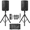 image:imageVEVOR Portable PA System with Microphone 300W Powered Sound System with 8 Channel Mixer Dual 8 Speakers Wireless Bluetooth Compact Stands USB SD XLR RCA Inputs for DJs Events Indoor ampOutdoor800W