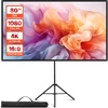 image:imageVEVOR Projector Screen with Stand 60 Inch 160 Wide Angle Indoor Outdoor Projection Screen 169 4K HD Wrinkleless Portable Tripod Screens with Carry Bag for Movie Home Theater Office PresentationProjector Screen with Stand80