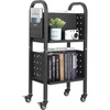 image:imageVEVOR Rolling Library Book Cart 150 lbs Capacity 177 x 130 x 346Inch Library Cart Double Sided LShaped Shelves with 2Inch Lockable Wheels Book Truck for Home Shelves Office and School Black150 LBS