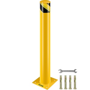 image:imageBestEquip Safety Bollard 3645 Safety Barrier Bollard 412 OD 36 Height Yellow Powder Coat Pipe Steel Safety Barrier with 4 Free Anchor Bolts for TrafficSensitive Area36Hx45D
