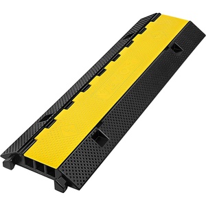 image:imageHappybuy 1 Pack of 3Channel Rubber Cable Protector Ramps Heavy Duty 44000Lbs Load Capacity Cable Wire Cord Cover Ramp Speed Bump Driveway Hose Cable Ramp Protective Cover