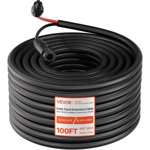 image:imageVEVOR 100FT Solar Panel Extension Cable 10 AWG Solar Panel Wire with Flame Retardant Protective Sleeving Female and Male Connectors IP67 Waterproof PV Wire for Outdoor Automotive RV Black amp Red