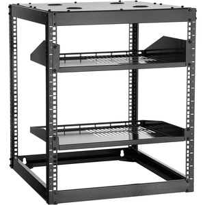 image:imageVEVOR 12U Server Rack Open Frame Network Rack for IT amp AV Gear Floor Standing or Wall Mountedwith 2PCS 1U Rack Shelves amp Mounting Hardware AV Rack for 19 NetworkingAudio and Video Device12U Server Rack