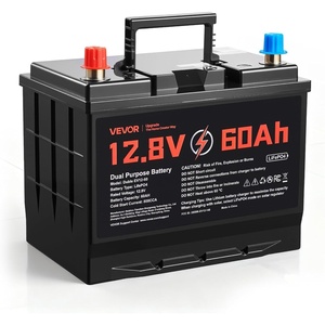 image:imageVEVOR 12V 60Ah LiFePO4 Dual Purpose Battery 800CCA BCI Group 24 Deep Cycle amp Starter Lithium Battery Builtin Smart BMS Automotive StartStop for RV Marine Trolling Motor Car amp Engine StartingGroup 24 60Ah 800CCA
