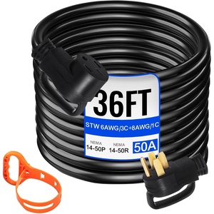 image:imageVEVOR 25 FT 50Amp RV Extension Cord NEMA N1450P to N1450R 125  250V Heavy Duty STW 63 81 RV Power Cord for EV Charging and RV Trailer Campers  for RV Trailer Camper FemaletoMale amp MaletoFemale Heavy Duty 63 81 Gauge STW Cord with Easy Grip Handle amp Organizer36 FT