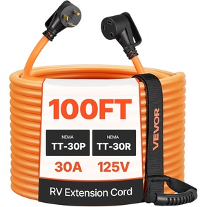 image:imageVEVOR 30 Amp 100 Feet RV Extension Cord 125V 2500W Heavy Duty 103 Gauge STW RV Power Cord NEMA TT30P to NEMA TT30R with Power Indicator Cord Organizer 15A Adapter for Camper Travel Trailer