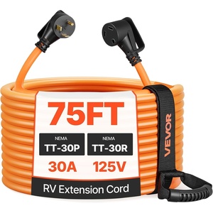image:imageVEVOR 30 Amp 75 Feet RV Extension Cord 125V 2500W Heavy Duty 103 Gauge STW RV Power Cord NEMA TT30P to NEMA TT30R with Power Indicator Cord Organizer 15A Adapter for Camper Travel Trailer