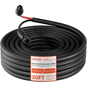 image:imageVEVOR 30FT Solar Panel Extension Cable 10 AWG Solar Panel Wire with Flame Retardant Protective Sleeving Female and Male Connectors IP67 Waterproof PV Wire for Outdoor Automotive RV Black amp Red