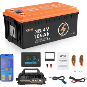 image:imageVEVOR 36V48V 105Ah Golf Cart Lithium Battery 3648 Volt Golf Cart Battery with 200A BMS LCD or Touch Monitor and Mobile APP LiFePO4 Battery with 600A Peak Current 4000 Cycles for Golf Carts36V Battery and Charger  ABS Casing
