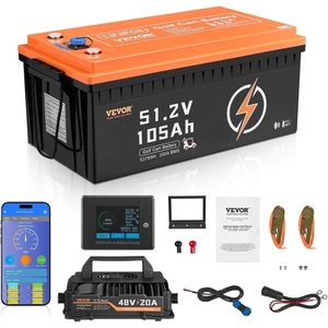 image:imageVEVOR 48V 105Ah Golf Cart Lithium Battery 48 Volt Golf Cart Battery with 200A BMS LCD Monitor and Mobile APP LiFePO4 Battery with 600A Peak Current 20A Charger and 4000 Cycles for Golf Carts