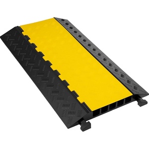 image:imageVEVOR 5 Channel Cable Protectors Extreme Rubber Cable Ramps Heavy Duty Protective Cable Wire Cord Ramp Driveway Rubber Traffic Speed Bumps Cable Protector 5Channel 1Pack18000Lb  for Driveway Modular Interlocking Connection Heavy Duty Cable Traffic Speed Bump with FlipOpen Top Cover Black  Yellow5 Channel
