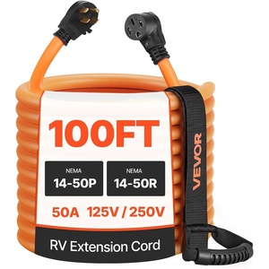 image:imageVEVOR 50 Amp 100 Feet RV Extension Cord 125V250V Heavy Duty 63  81 Gauge STW RV Power Cord NEMA 1450P to NEMA 1450R with Power Indicator Cord Organizer 15A Adapter for Camper Trailer