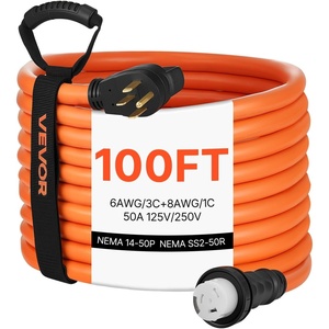 image:imageVEVOR 50 Amp Generator Cord 100 Feet 125250V RV Power Cord NEMA 1450P to SS250R with Twist Lock Grip Handle Heavy Duty 6AWG3  8AWG1 Generator Cable for RV Camper Generator to House Orange