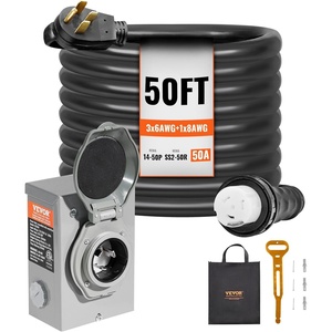 image:imageVEVOR 50 Amp Generator Cord and Power Inlet Box Kit 50FT Generator Extension Cord NEMA 1450PSS250R STW 6381 AWG with Twist Lock Connector PreDrilled Inlet Box ETL Listed50 FT