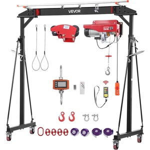 image:imageVEVOR Adjustable Gantry Crane 2200 lbs Capacity Portable Shop Lift Hoist with 9571429 in Height Adjustable Manual Trolley Electrical Hoist Sling Shackles for Factory Warehouse Auto Repair