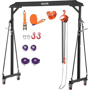 image:imageVEVOR Adjustable Gantry Crane 2200 lbs Capacity Portable Shop Lift Hoist with 9571429 in Height Adjustable Manual Trolley Hoist Sling Shackles Hooks for Garage Factory Warehouse Auto Repair