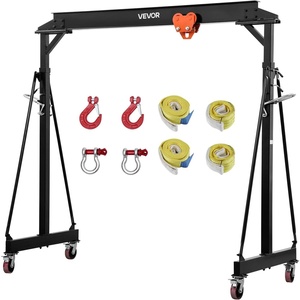 image:imageVEVOR Adjustable Gantry Crane 5000 lbs Capacity Portable Shop Lift Hoist with 10041476 in Height Adjustable Manual Trolley Locking Wheels Steel Construction for Factory Warehouse Auto Repair5000 lbs With Hoist