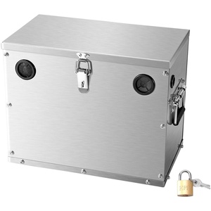 image:imageVEVOR Battery Box Group 2431 Trolling Motor Battery Box Marine Batteries Case with RubberGrommet Cable Holes Aluminum Alloy Shell Storage Case Easy Installation for OffRoad Racers TrucksStainless Steel Shell