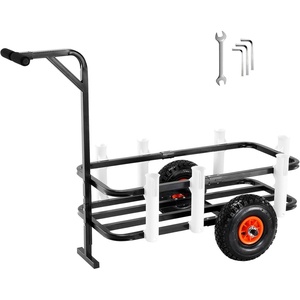 image:imageVEVOR Beach Fishing Cart 200 lbs Load Capacity Foldable Fishing Cart with HeavyDuty Carbon Steel Frame 13Inch AllTerrain PU Balloon Tires 7 Rod Holders for Outdoor Activities Camping Picnic504 D x 262 W x 350 H