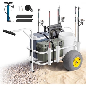 image:imageVEVOR Beach Fishing Cart 200 lbs Load Capacity Foldable Fishing Cart with HeavyDuty Carbon Steel Frame 13Inch AllTerrain PU Balloon Tires 7 Rod Holders for Outdoor Activities Camping Picnic547 D x 327 W x 276 H