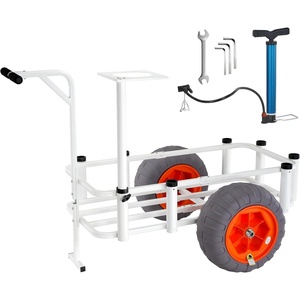 image:imageVEVOR Beach Fishing Cart 200 lbs Load Capacity Foldable Fishing Cart with HeavyDuty Carbon Steel Frame 13Inch AllTerrain PU Balloon Tires 7 Rod Holders for Outdoor Activities Camping Picnic583 D x 370 W x 374 H