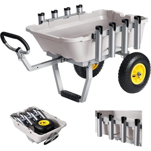 image:imageVEVOR Beach Fishing Cart 300 lbs Load Capacity Foldable Fishing Cart with HeavyDuty Carbon Steel Frame 11Inch AllTerrain Tires 8 Rod Holders Strap Easy to Clean for Outdoor Camping Picnic480 D x 272 W x 256 H