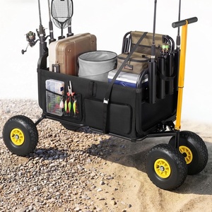 image:imageVEVOR Beach Fishing Cart 300 lbs Load Capacity Foldable Fishing Cart with HeavyDuty Carbon Steel Frame 11Inch AllTerrain Tires 8 Rod Holders Strap Easy to Clean for Outdoor Camping Picnic551 D x 242 W x 328 H