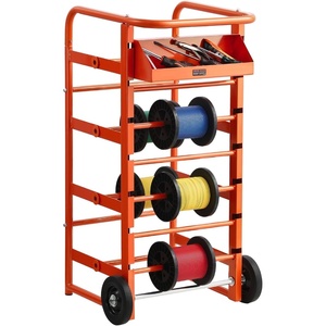image:imageVEVOR Cable Dispenser Floor or Stud Mounted Wire Spool Rack Portable Wire Rack Dispenser with AntiSlip Metal Handle for Wiring Transport Swivel Eyelet for Electrical Industrial and Retail UseWire Storage Cart