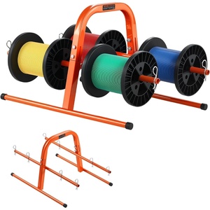 image:imageVEVOR Cable Dispenser Floor or Stud Mounted Wire Spool Rack Portable Wire Rack Dispenser with AntiSlip Metal Handle for Wiring Transport Swivel Eyelet for Electrical Industrial and Retail UseCable Dispenser
