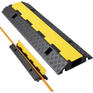 image:imageVEVOR Cable Protector Ramp 1 Channel Heavy Duty 3937 Rubber Cord Hose Wire Cover 276W x 197H Channel Size Traffic Speed Bump with FlipOpen Top Cover for Indoor Outdoor Use