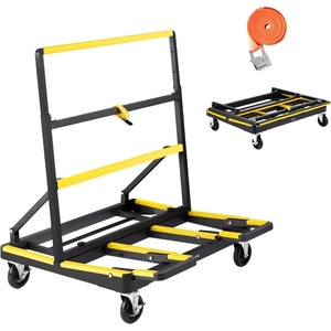 image:imageVEVOR Drywall Cart Dolly 1800 lbs Load Capacity Steel Panel Dolly with 4 Swivel Casters amp Expandable Deck Foldable Panel Truck Cart with TieDown Strap for Handling Plywood Plasterboard Glass